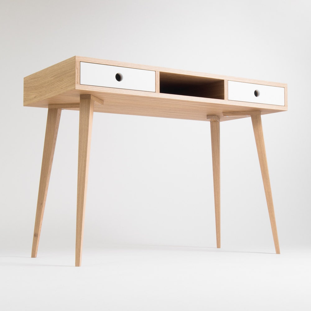 KUUB – Desk for home, dressing table, bureau, with white drawers, oak wood, scandinavian design, mid century modern - Image 3