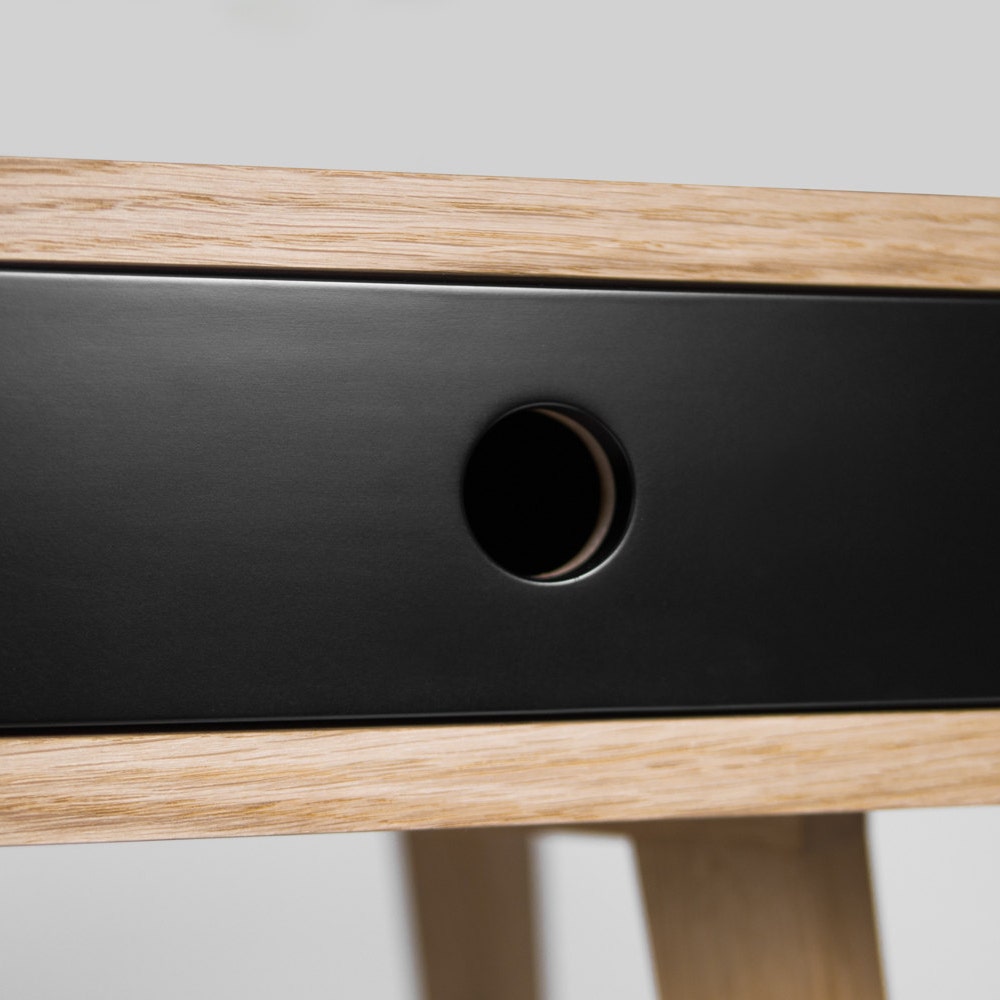 KUUB – Office table, small desk, bureau, with black drawers, mid century modern, oak wood, customized size and finish - Image 5