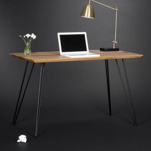 EDGE – Solid wooden desk, modern table with metal hairpin legs