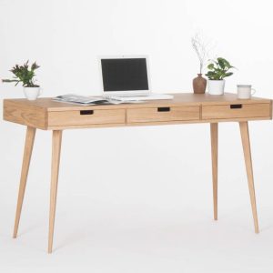 HEIM – Computer desk, wood desk with black drawers, bureau, mid century modern