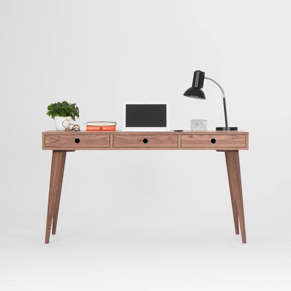 KUUB – Wooden desk, mid century modern, walnut desk with three drawers - Image 2