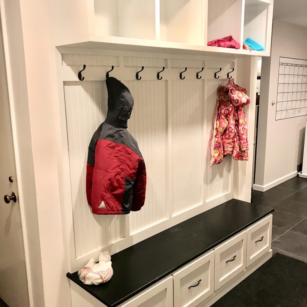 New York Style Mudroom Bench | 4-Section Entryway Organizer with Shoe & Coat Storage | Custom Hall Tree | Farmhouse Entry Bench - Image 5