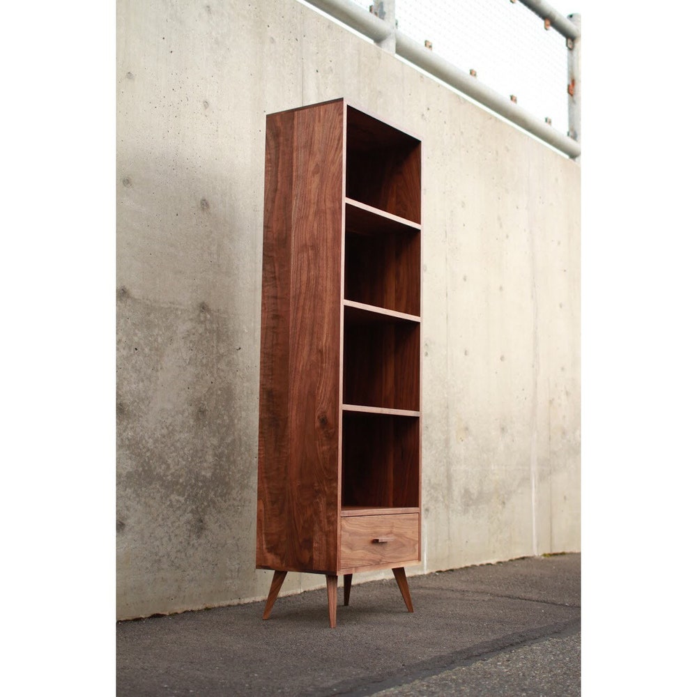 Fullstack Bookcase, Mid-Century Modern Vinyl Storage, Mid Century Bookshelf, Modern LP Shelf (Shown in Walnut) - Image 2