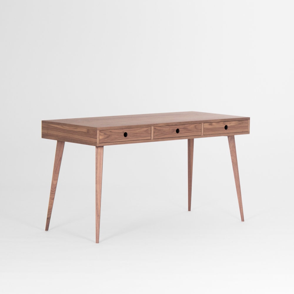 KUUB – Wooden desk, mid century modern, walnut desk with three drawers - Image 5