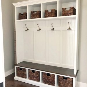Pennsylvania Entryway Bench | 4-Section Mudroom Hall Tree with Shoe Storage | Farmhouse Mud Bench Organizer | Custom Mudroom Bench