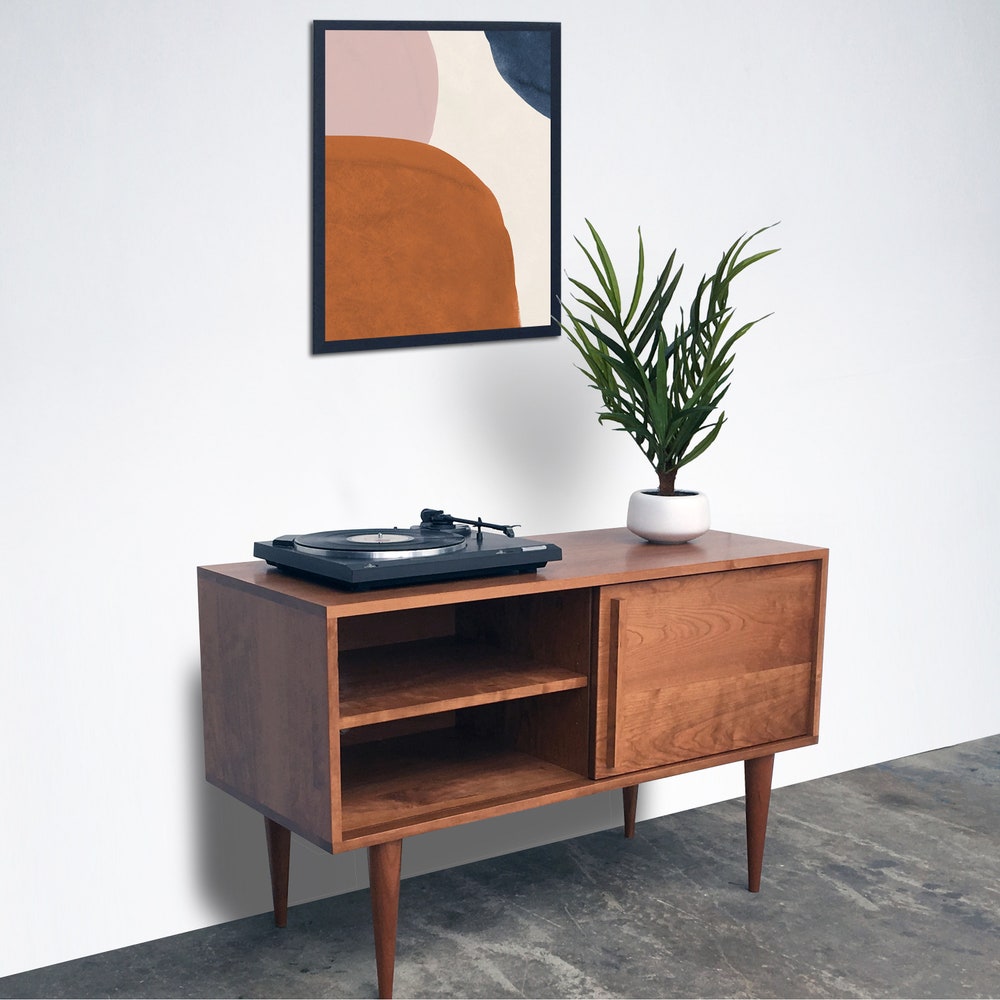 Whitewater Media Console - Record Storage - Clear Solid Cherry - In Stock! - Image 5