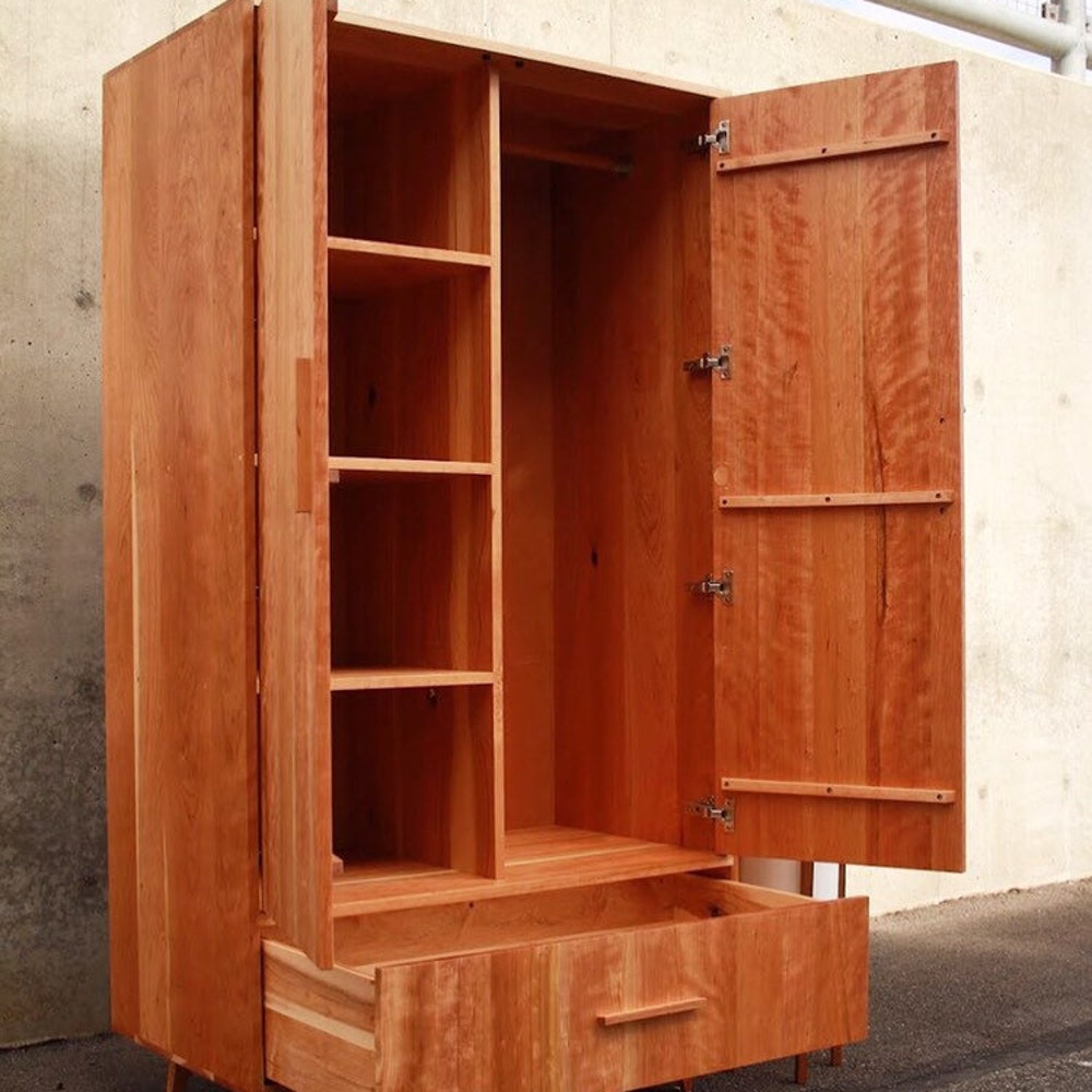 Modern Wardrobe Armoire, Mid Century Armoire, Modern Wardrobe, Solid Hardwood Wardrobe (Shown in Cherry) - Image 4