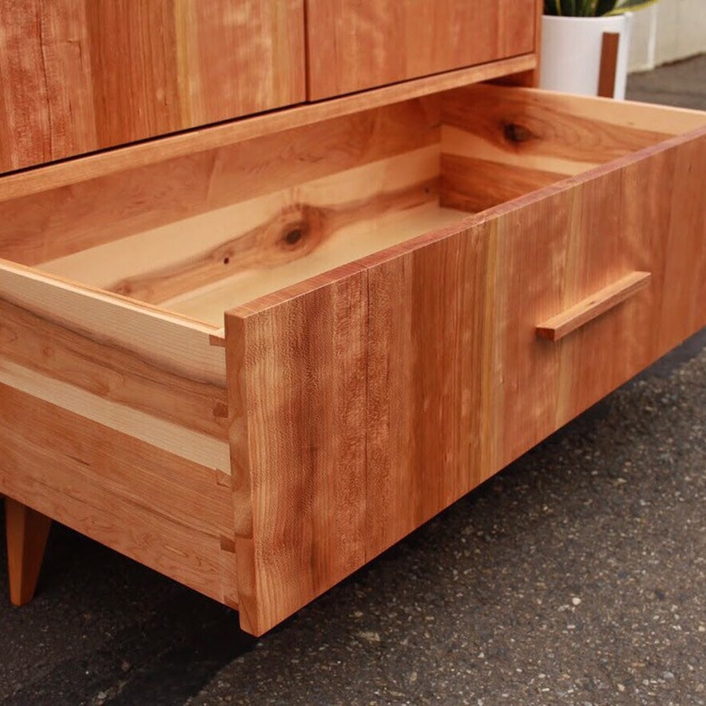 Modern Wardrobe Armoire, Mid Century Armoire, Modern Wardrobe, Solid Hardwood Wardrobe (Shown in Cherry) - Image 3