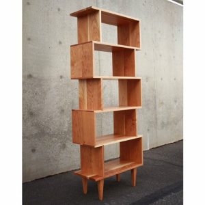 OFFSTACK Bookcase, 6-Tier, Modern Geometric Bookshelf, Custom Sizing Bookcase, Solid Wood Shelf (Shown in Cherry)
