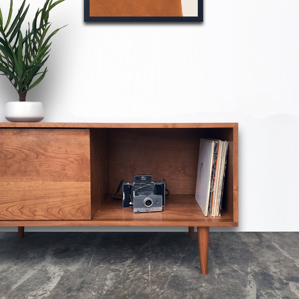 Whitewater Media Console - Record Storage - Clear Solid Cherry - In Stock! - Image 4