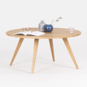 FINN 4 – Round coffee table made of solid oak wood, scandinavian design