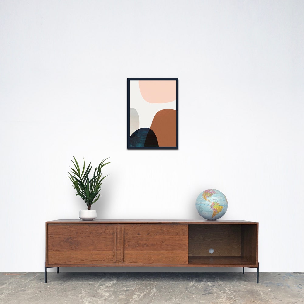 Kasse Credenza / Media Console - Solid Cherry - Teak Finish - 75"- Sliding Doors - Metal Legs - In Stock! - Image 2