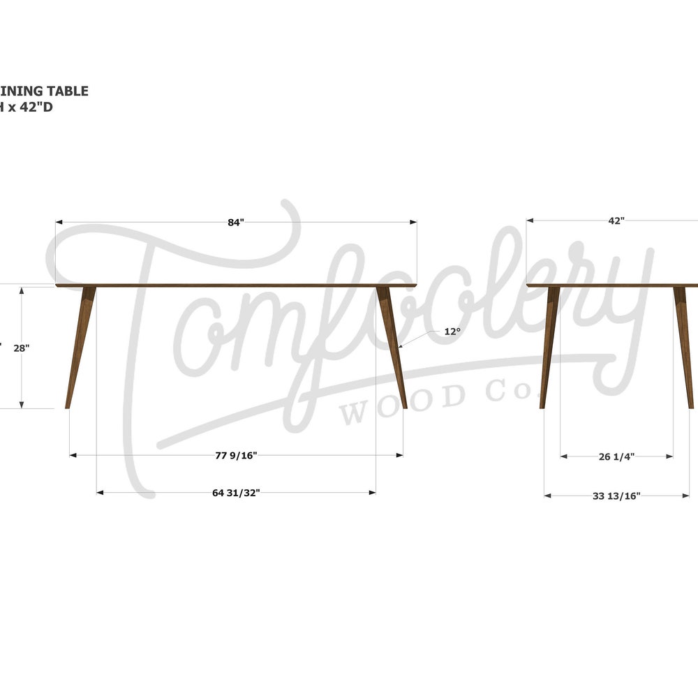 Harwala Dining Table, Mid-Century Dining Table, Modern Solid Wood Dining Table (Shown in Walnut) - Image 7
