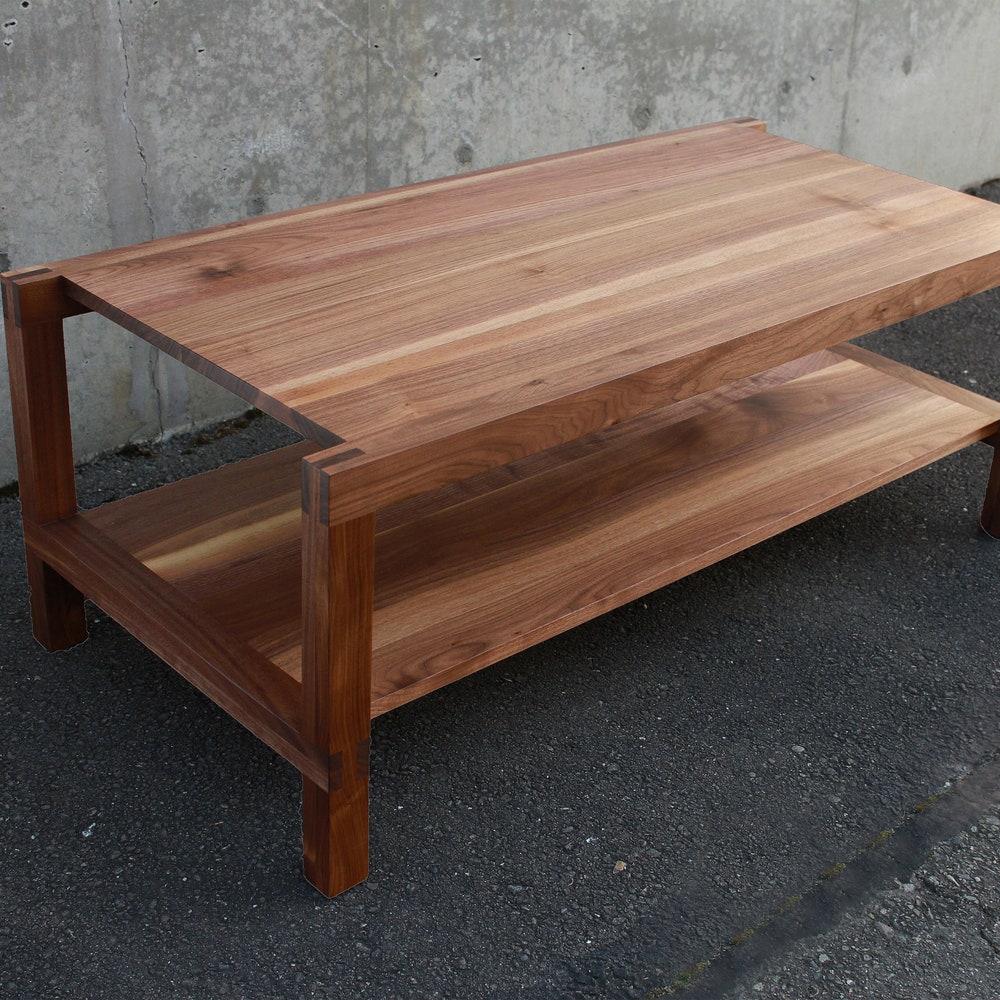 Nisqually Coffee Table, Solid Wood Rectangular Coffee Table, Wood Coffee Table with Storage (Shown in Walnut) - Image 2