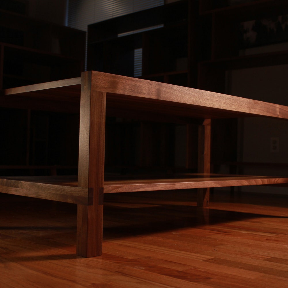 Nisqually Coffee Table, Solid Wood Rectangular Coffee Table, Wood Coffee Table with Storage (Shown in Walnut) - Image 8