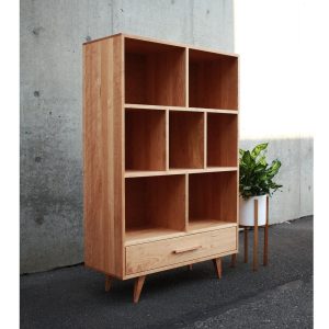 Flick Bookcase, Mid Century Vinyl Storage, Modern Record Storage, Modern Bookshelf (Shown in Cherry)