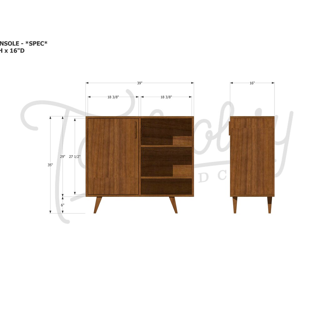 Medina Console, Mid-Century Modern LP Storage, Record Storage Credenza, Vinyl Storage Sideboard (Shown in Walnut) - Image 8