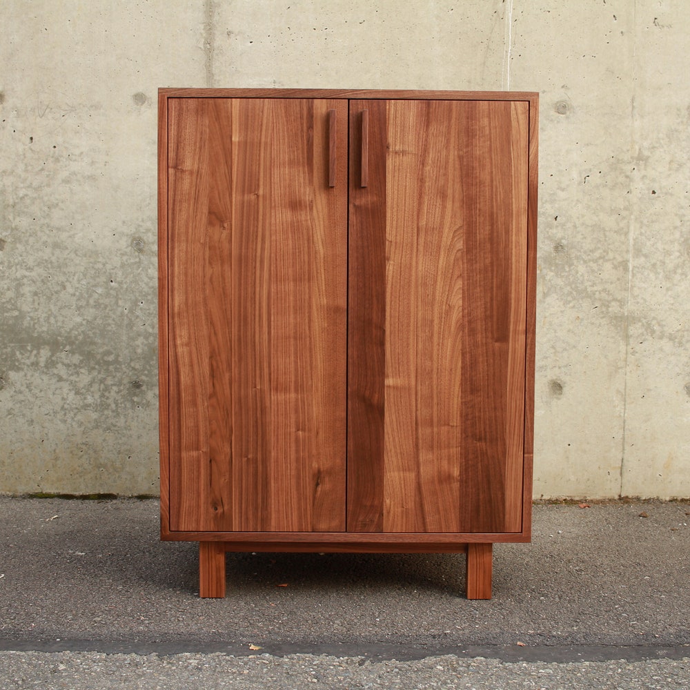 Floor Cabinet, Two Door Accent Cabinet, Modern 2 Door Cabinet, Solid Wood Cabinet with 2 Doors (Shown in Walnut) - Image 4