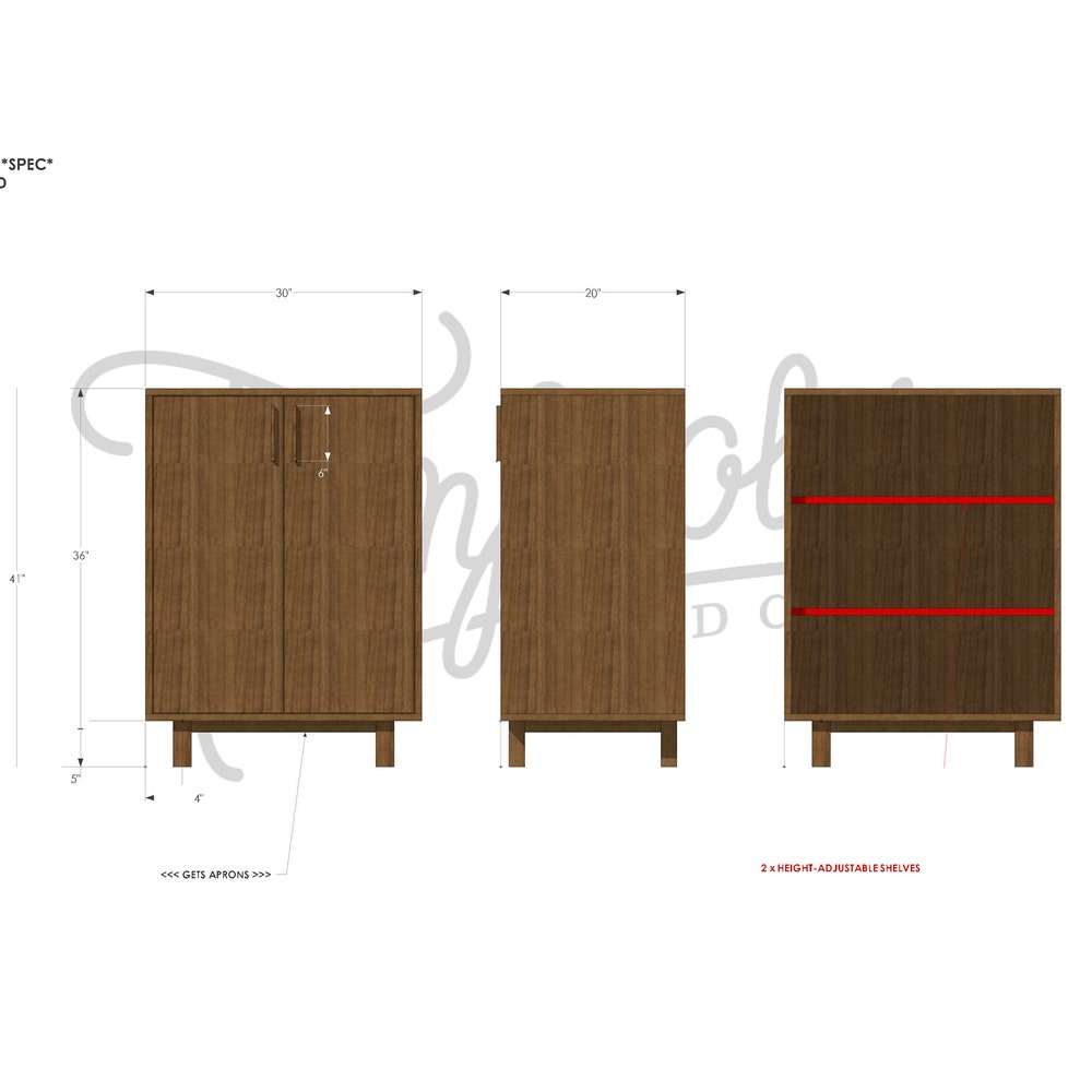 Floor Cabinet, Two Door Accent Cabinet, Modern 2 Door Cabinet, Solid Wood Cabinet with 2 Doors (Shown in Walnut) - Image 7