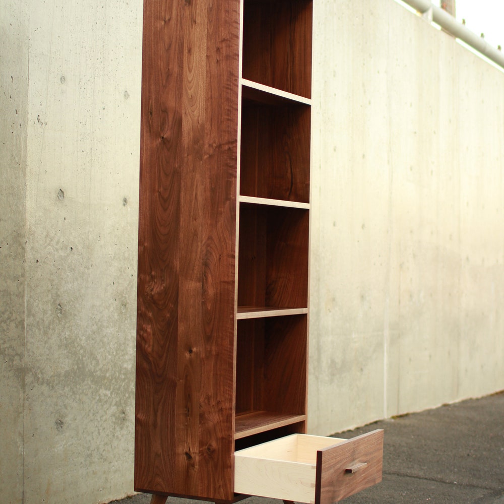 Fullstack Bookcase, Mid-Century Modern Vinyl Storage, Mid Century Bookshelf, Modern LP Shelf (Shown in Walnut) - Image 6