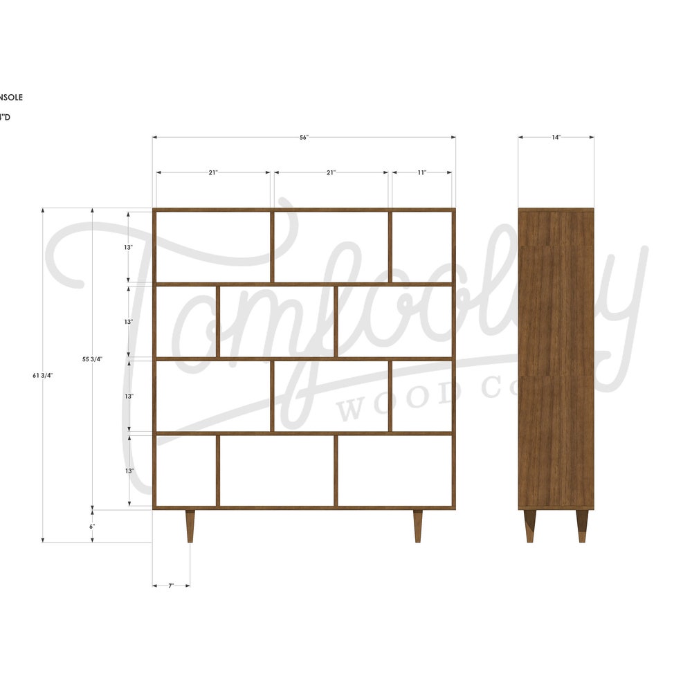 Vissing Vinyl LP Console, Mid-Century Modern LP Bookcase, Modern Vinyl Bookshelf, Record Shelf (Shown in Walnut) - Image 8
