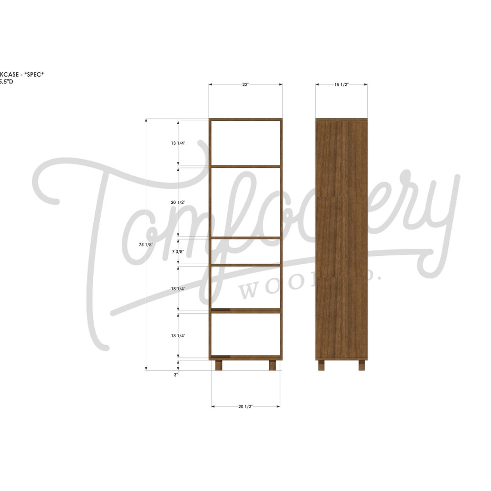 Mullins Vinyl Bookcase, Tall LP Bookshelf, Solid Hardwood Vinyl Bookshelf, Modern Record Shelf (Shown in Walnut) - Image 5