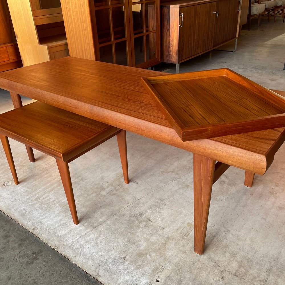 Rare! 60s teak coffee table Johannes Andersen Trioh denmark Mid Century Design Coffee Table Side Table Vintage Coffee Table - Image 7