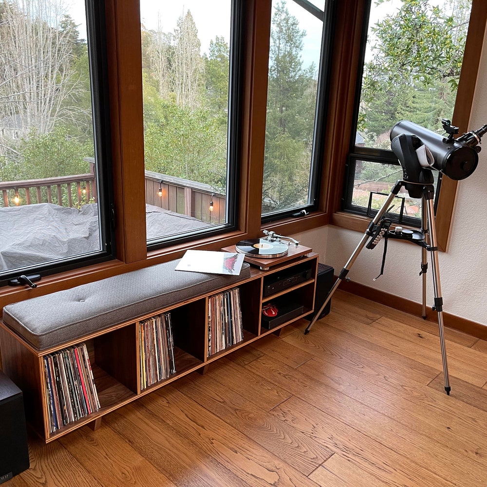 Vinyl LP Storage Bench Lo-Fi edition with Amplifier Shelf - Image 5