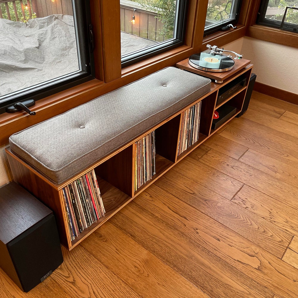 Vinyl LP Storage Bench Lo-Fi edition with Amplifier Shelf - Image 2