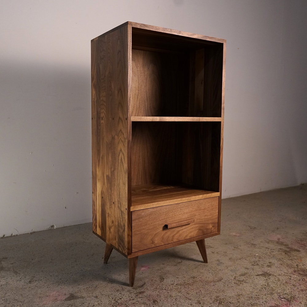 Halfstack Bookcase, 43"H, Modern Storage, Mid-Century Record Storage, Vinyl LP Storage (Shown in Walnut)