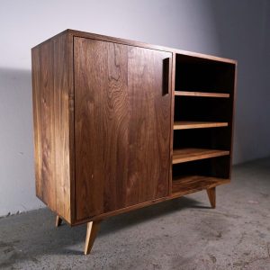 Medina Console, Mid-Century Modern LP Storage, Record Storage Credenza, Vinyl Storage Sideboard (Shown in Walnut)