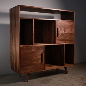 il_1000x1000.3355945350_oc0l.jpg Lopez Vinyl Console, Mid Century Record Storage, Customizable Vinyl Storage, Solid Wood LP Shelf (Shown in Walnut)