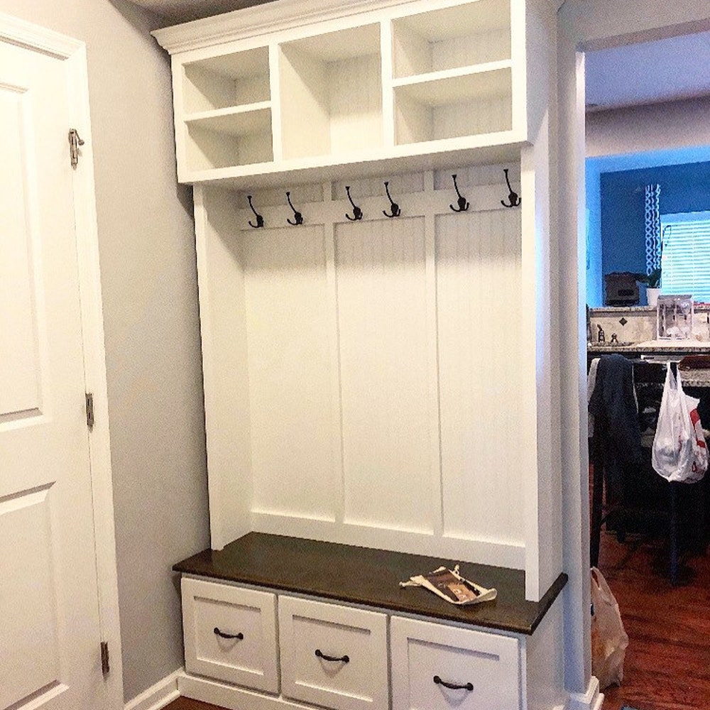 Midland Entryway Bench with Shoe Storage | 3-Section Mudroom Organizer | Custom Wood Hallway Bench with Cubbies - Image 6