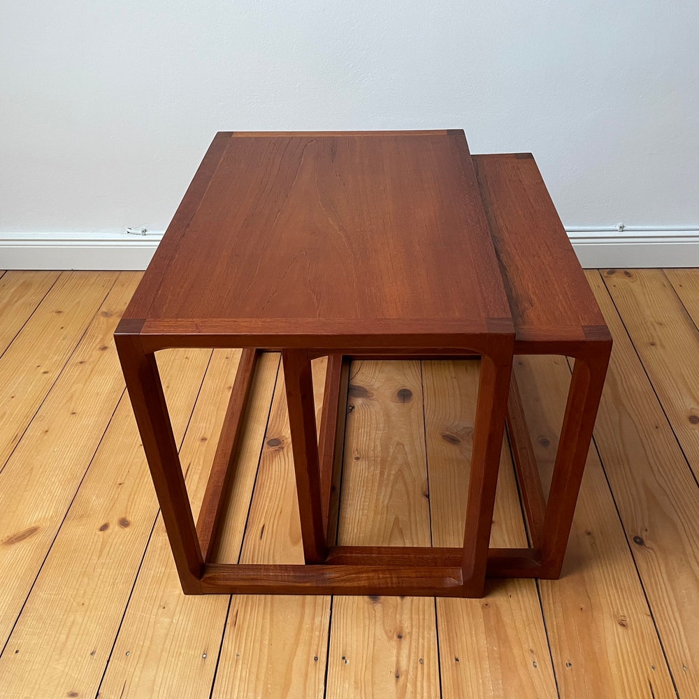Minimalistic 60s 70s Retro Danish Teak 60s Coffee table Kai Kristiansen Aksel Kjersgaard Mid Century Nesting table - Image 3