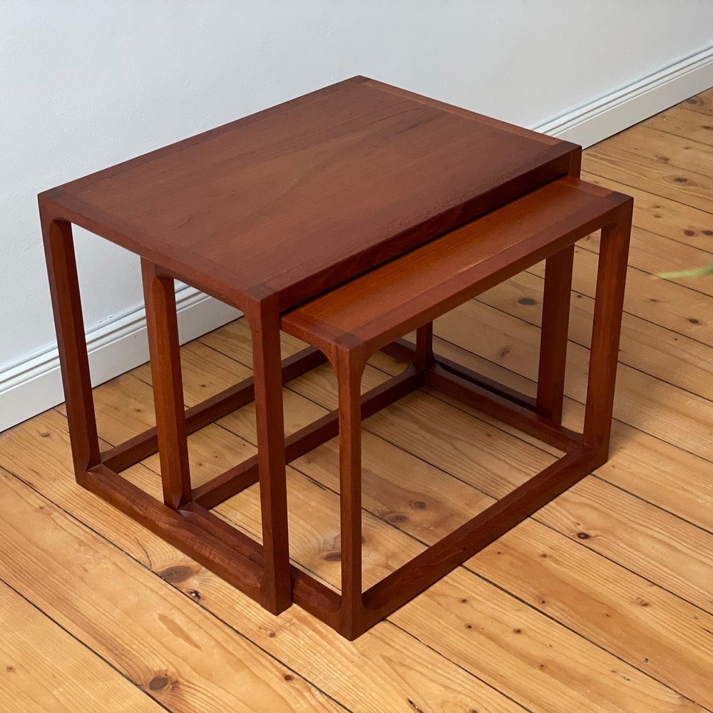 Minimalistic 60s 70s Retro Danish Teak 60s Coffee table Kai Kristiansen Aksel Kjersgaard Mid Century Nesting table