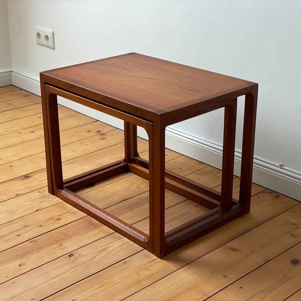Minimalistic 60s 70s Retro Danish Teak 60s Coffee table Kai Kristiansen Aksel Kjersgaard Mid Century Nesting table - Image 2