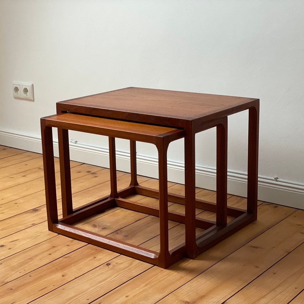 Minimalistic 60s 70s Retro Danish Teak 60s Coffee table Kai Kristiansen Aksel Kjersgaard Mid Century Nesting table - Image 9