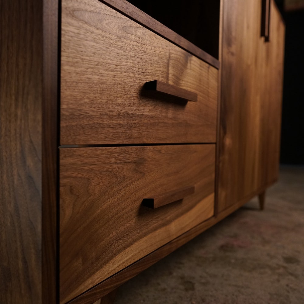 Davids Media Console, 55"W, Modern Credenza, Mid Century Sideboard, Solid Wood Media Console (Shown in Walnut) - Image 6