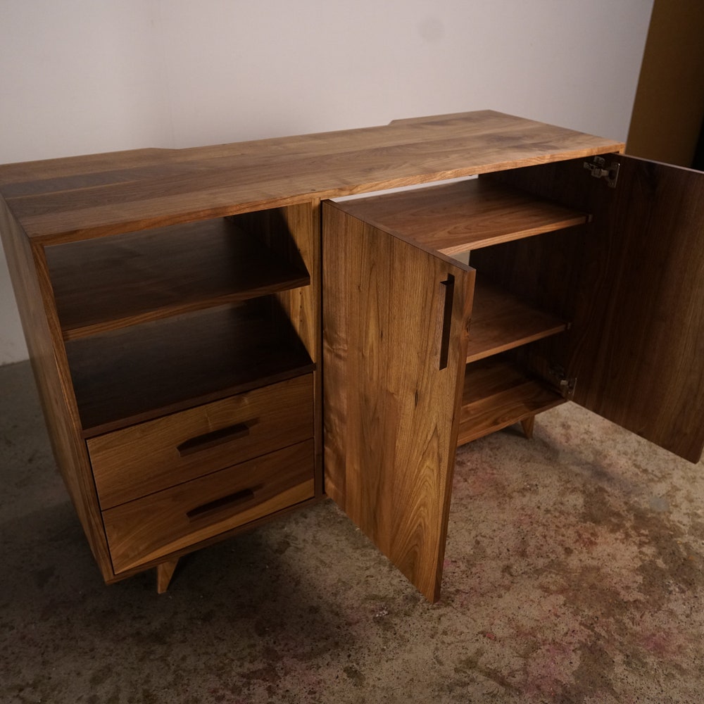 Davids Media Console, 55"W, Modern Credenza, Mid Century Sideboard, Solid Wood Media Console (Shown in Walnut) - Image 5