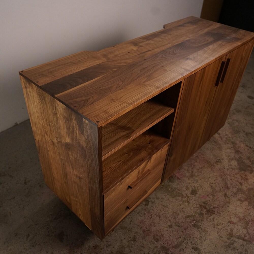 Davids Media Console, 55"W, Modern Credenza, Mid Century Sideboard, Solid Wood Media Console (Shown in Walnut) - Image 3