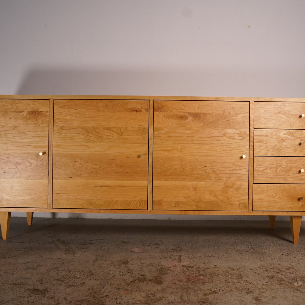 Danish Modern Console, Mid-Century Modern Credenza, Modern Sideboard, Solid Wood Sideboard (Shown in Cherry) - Image 2