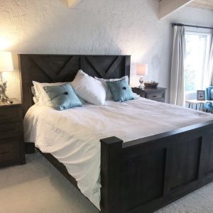 Cape Coral Solid Wood Bed Frame | King & Queen Sizes | Coastal Cabin Bed | Beach House Bedroom Furniture | Handmade in USA