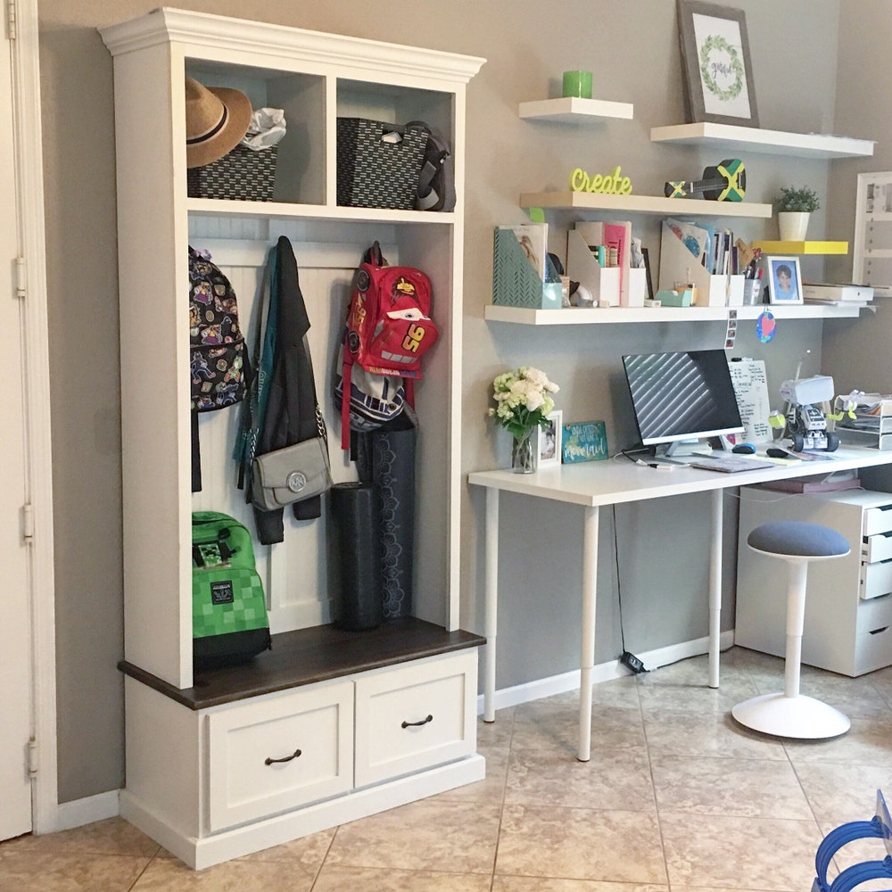 GEORGIA Mudroom Locker Bench & Hall Tree Coat Rack: Entryway Furniture Solution (2 section) - Image 3