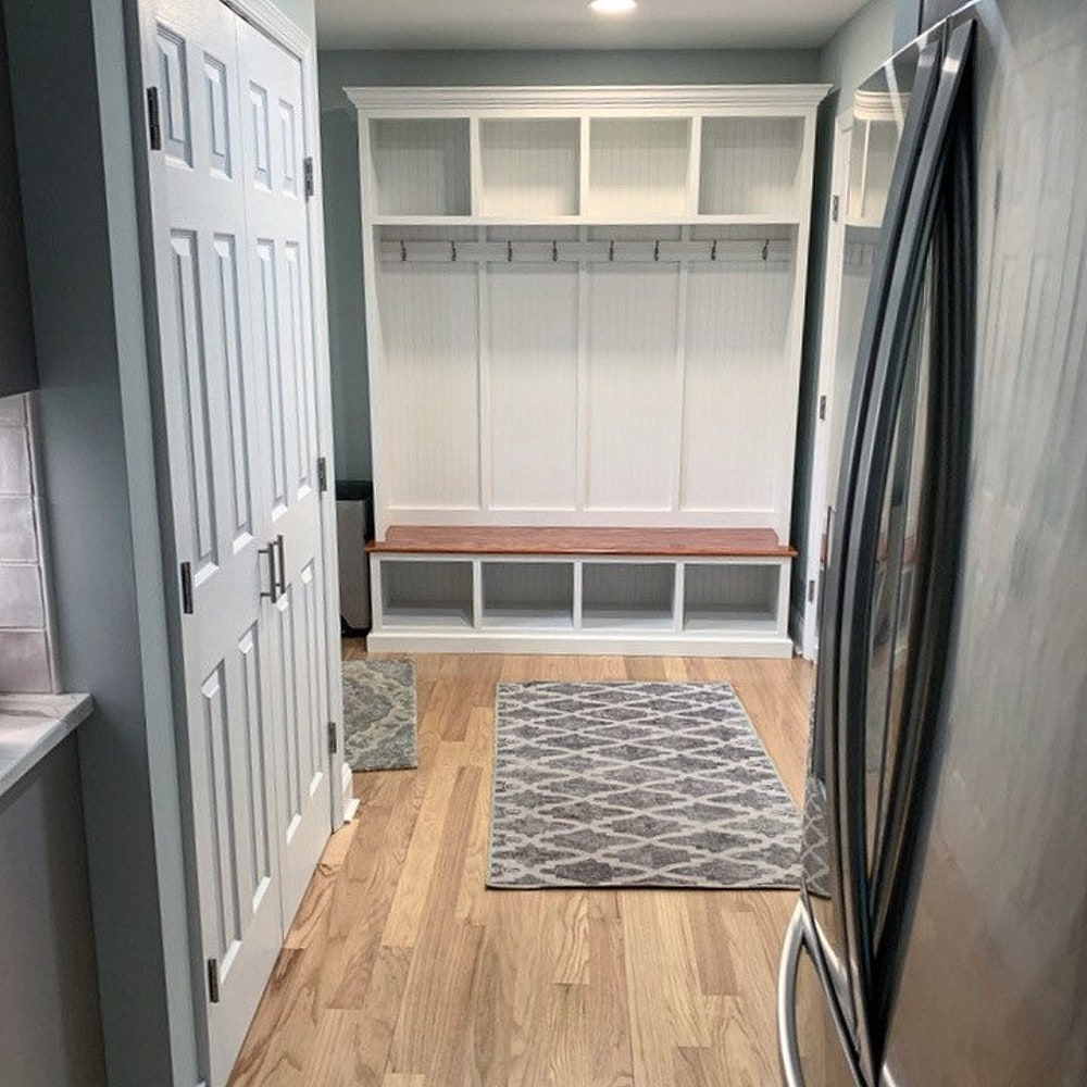 Pennsylvania Entryway Bench | 4-Section Mudroom Hall Tree with Shoe Storage | Farmhouse Mud Bench Organizer | Custom Mudroom Bench - Image 2