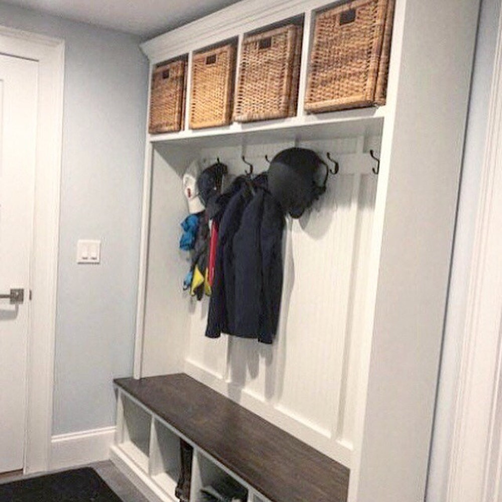 Pennsylvania Entryway Bench | 4-Section Mudroom Hall Tree with Shoe Storage | Farmhouse Mud Bench Organizer | Custom Mudroom Bench - Image 6