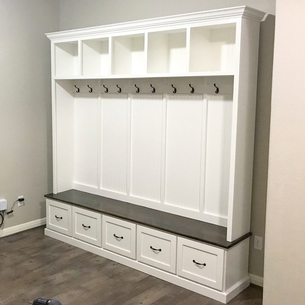 Georgia Mudroom Locker Bench | Shoe Storage | Hall Tree | Coat Rack | Entryway Furniture (5 section) - Image 3