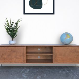 Kasse Credenza / Media Console - Solid Cherry - 75"- Sliding Doors - Metal Legs - In Stock!