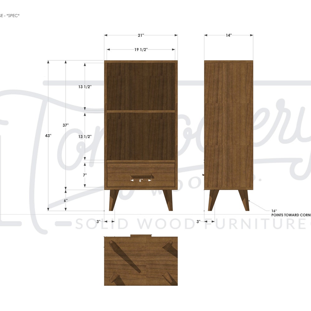 Halfstack Bookcase, 43"H, Modern Storage, Mid-Century Record Storage, Vinyl LP Storage (Shown in Walnut) - Image 8