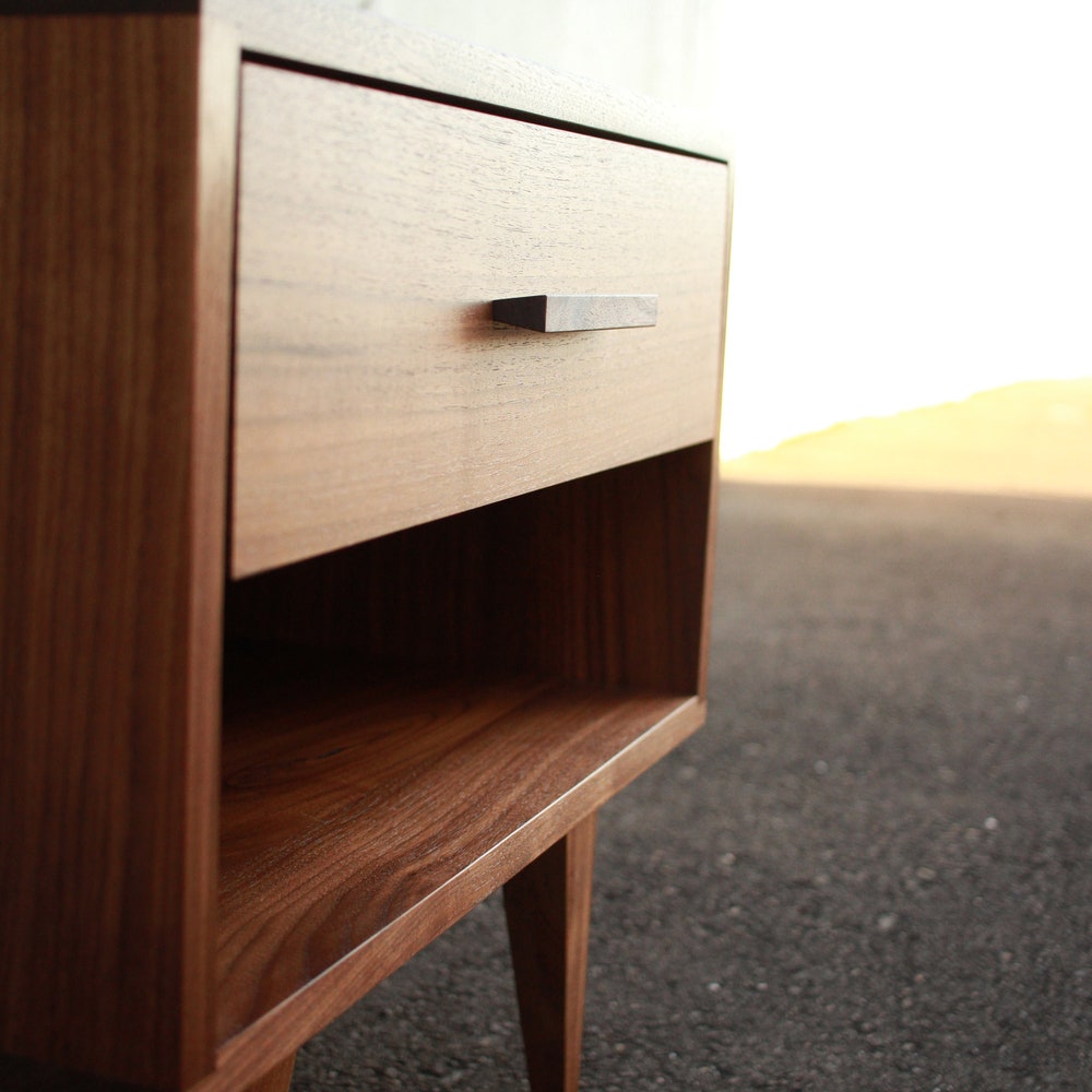 Moline Nightstand, Mid Century Nightstand with Drawer, Solid Hardwood Modern Side Table (Shown in Walnut) - Image 2