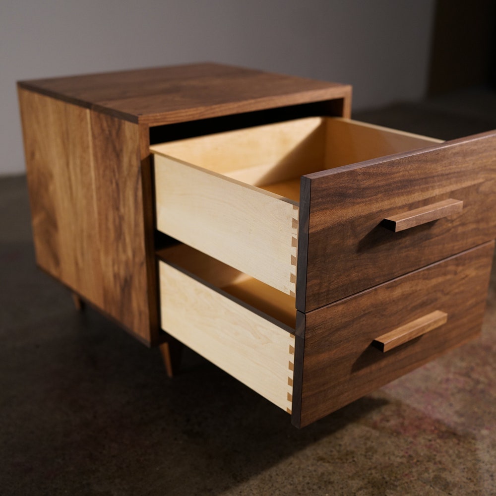 Moline Nightstand, 2 Drawers, Solid Hardwood Modern Side Table (Shown in Walnut) - Image 3